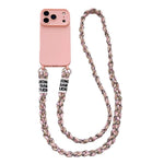 Ampia finestra per la fotocamera, fori integrati per il cordino, custodia per telefono con tracolla intrecciata., For iPhone 17e / 16e, For iPhone 17 Pro Max, For iPhone 17 Pro