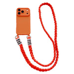 Ampia finestra per la fotocamera, fori integrati per il cordino, custodia per telefono con tracolla intrecciata., For iPhone 17e / 16e, For iPhone 17 Pro Max, For iPhone 17 Pro