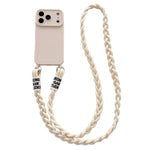 Ampia finestra per la fotocamera, fori integrati per il cordino, custodia per telefono con tracolla intrecciata., For iPhone 17e / 16e, For iPhone 17 Pro Max, For iPhone 17 Pro