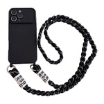 Ampia finestra per la fotocamera, fori integrati per il cordino, custodia per telefono con tracolla intrecciata., For iPhone 17, For iPhone 16 Pro Max, For iPhone 16 Pro