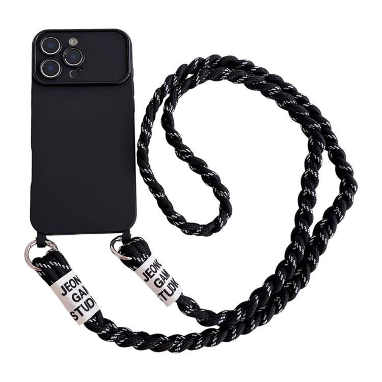 Ampia finestra per la fotocamera, fori integrati per il cordino, custodia per telefono con tracolla intrecciata., For iPhone 17, For iPhone 16 Pro Max, For iPhone 16 Pro