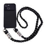 Ampia finestra per la fotocamera, fori integrati per il cordino, custodia per telefono con tracolla intrecciata., For iPhone 15, For iPhone 14, For iPhone 14 Pro