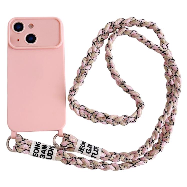 Ampia finestra per la fotocamera, fori integrati per il cordino, custodia per telefono con tracolla intrecciata., For iPhone 15, For iPhone 14, For iPhone 14 Pro