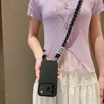 Ampia finestra per la fotocamera, fori integrati per il cordino, custodia per telefono con tracolla intrecciata., For iPhone 14 Pro Max, For iPhone 13 Pro Max, For iPhone 13 Pro