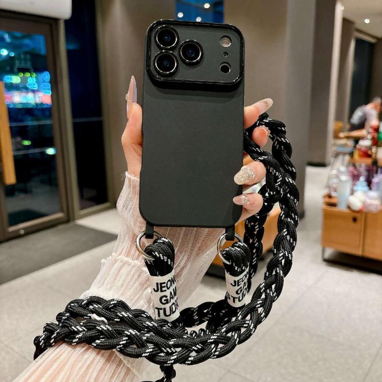 Ampia finestra per la fotocamera, fori integrati per il cordino, custodia per telefono con tracolla intrecciata., For iPhone 14 Pro Max, For iPhone 13 Pro Max, For iPhone 13 Pro