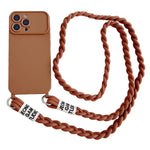 Ampia finestra per la fotocamera, fori integrati per il cordino, custodia per telefono con tracolla intrecciata., For iPhone 14 Pro Max, For iPhone 13 Pro Max, For iPhone 13 Pro