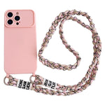 Ampia finestra per la fotocamera, fori integrati per il cordino, custodia per telefono con tracolla intrecciata., For iPhone 14 Pro Max, For iPhone 13 Pro Max, For iPhone 13 Pro