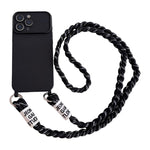 Ampia finestra per la fotocamera, fori integrati per il cordino, custodia per telefono con tracolla intrecciata., For iPhone 14 Pro Max, For iPhone 13 Pro Max, For iPhone 13 Pro