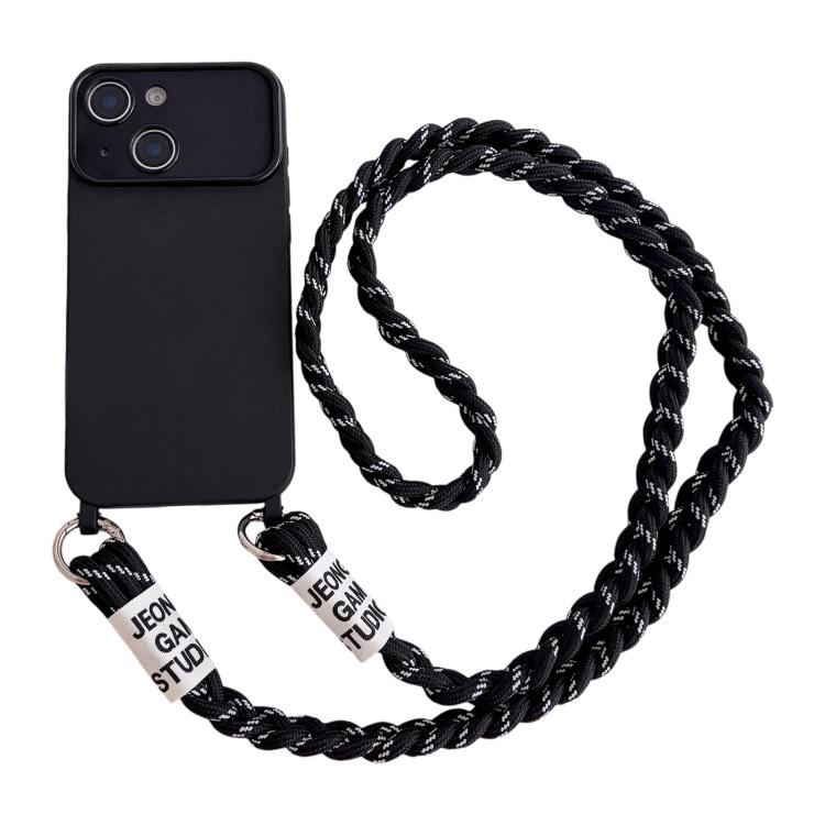Ampia finestra per la fotocamera, fori integrati per il cordino, custodia per telefono con tracolla intrecciata., For iPhone 13, For iPhone 12, For iPhone 11
