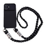 Ampia finestra per la fotocamera, fori integrati per il cordino, custodia per telefono con tracolla intrecciata., For iPhone 13, For iPhone 12, For iPhone 11