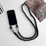Ampia finestra per la fotocamera, fori integrati per il cordino, custodia per telefono con tracolla intrecciata., For iPhone 17e / 16e, For iPhone 17 Pro Max, For iPhone 17 Pro