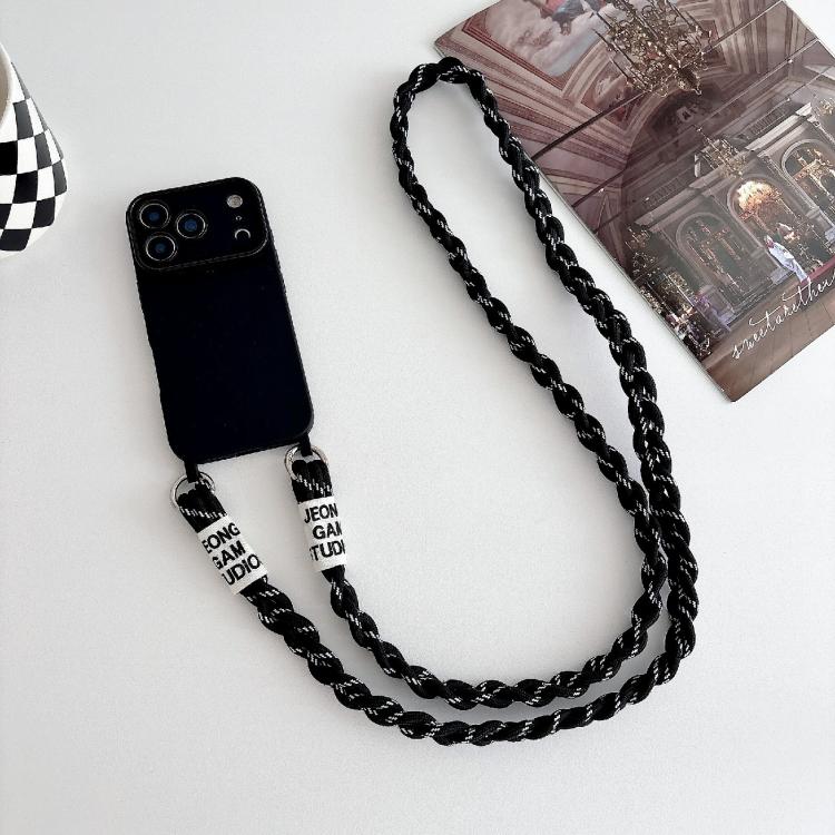 Ampia finestra per la fotocamera, fori integrati per il cordino, custodia per telefono con tracolla intrecciata., For iPhone 17e / 16e, For iPhone 17 Pro Max, For iPhone 17 Pro