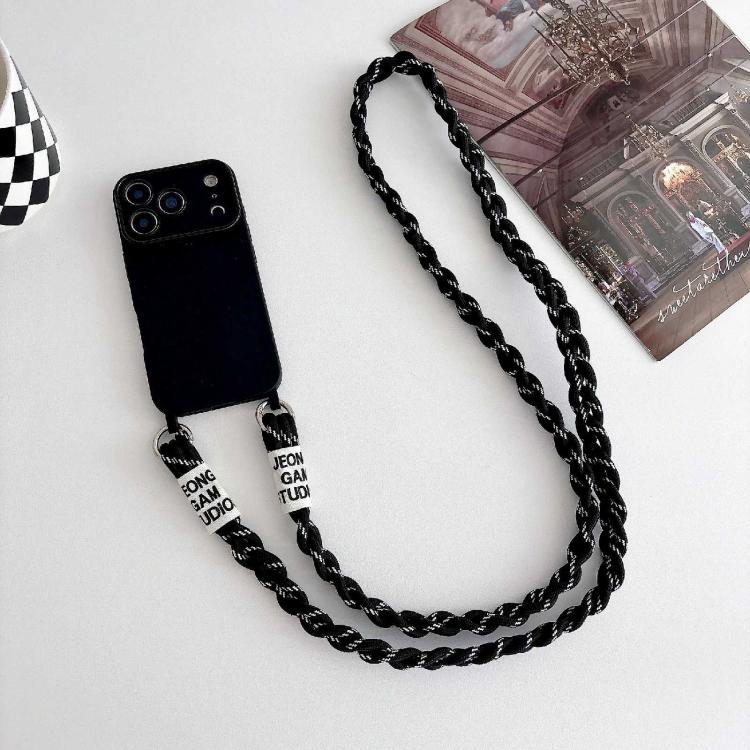 Ampia finestra per la fotocamera, fori integrati per il cordino, custodia per telefono con tracolla intrecciata., For iPhone 17, For iPhone 16 Pro Max, For iPhone 16 Pro