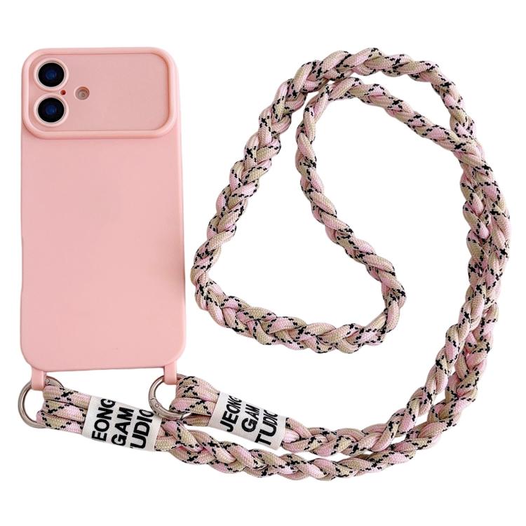 Ampia finestra per la fotocamera, fori integrati per il cordino, custodia per telefono con tracolla intrecciata., For iPhone 17, For iPhone 16 Pro Max, For iPhone 16 Pro