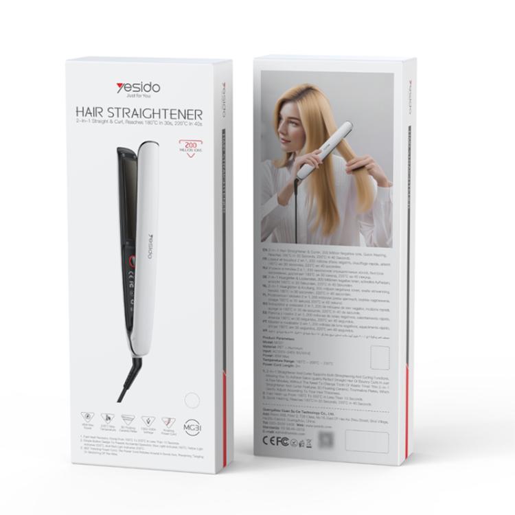 Piastra per capelli Yesido MG31 con ioni negativi, 3 impostazioni di temperatura e riscaldamento rapido con piastre in ceramica., EU Plug, UK Plug