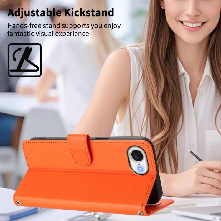 Custodia per telefono in ecopelle con chiusura magnetica e cinturino da polso, con motivo a cuoricini felici., For iPhone 17e / 16e, For iPhone 17 Pro Max