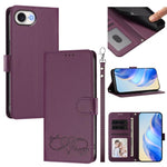 Custodia per telefono in ecopelle con chiusura magnetica e cinturino da polso, con motivo a cuoricini felici., For iPhone 17e / 16e, For iPhone 17 Pro Max