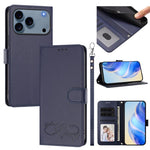 Custodia per telefono in ecopelle con chiusura magnetica e cinturino da polso, con motivo a cuoricini felici., For iPhone 17e / 16e, For iPhone 17 Pro Max