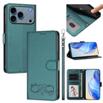 Custodia per telefono in ecopelle con chiusura magnetica e cinturino da polso, con motivo a cuoricini felici., For iPhone 17e / 16e, For iPhone 17 Pro Max