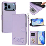 Custodia per telefono in ecopelle con chiusura magnetica e cinturino da polso, con motivo a cuoricini felici., For iPhone 17 Pro, For iPhone 17