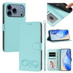 Custodia per telefono in ecopelle con chiusura magnetica e cinturino da polso, con motivo a cuoricini felici., For iPhone 17 Pro, For iPhone 17
