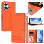 Custodia per telefono in ecopelle con chiusura magnetica e cinturino da polso, con motivo a cuoricini felici., For iPhone 17 Pro, For iPhone 17