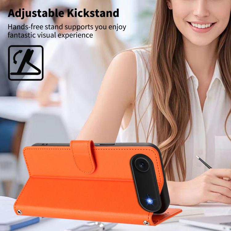 Custodia per telefono in ecopelle con chiusura magnetica e cinturino da polso, con motivo a cuoricini felici., For iPhone Air, For iPhone 16 Pro Max