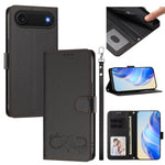 Custodia per telefono in ecopelle con chiusura magnetica e cinturino da polso, con motivo a cuoricini felici., For iPhone Air, For iPhone 16 Pro Max