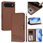 Custodia per telefono in ecopelle con chiusura magnetica e cinturino da polso, con motivo a cuoricini felici., For iPhone Air, For iPhone 16 Pro Max