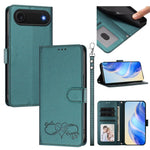 Custodia per telefono in ecopelle con chiusura magnetica e cinturino da polso, con motivo a cuoricini felici., For iPhone Air, For iPhone 16 Pro Max