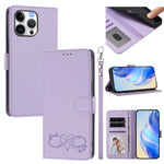 Custodia per telefono in ecopelle con chiusura magnetica e cinturino da polso, con motivo a cuoricini felici., For iPhone Air, For iPhone 16 Pro Max