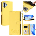 Custodia per telefono in ecopelle con chiusura magnetica e cinturino da polso, con motivo a cuoricini felici., For iPhone 16 Pro, For iPhone 16 Plus