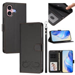 Custodia per telefono in ecopelle con chiusura magnetica e cinturino da polso, con motivo a cuoricini felici., For iPhone 16, For iPhone 15 Pro Max