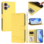 Custodia per telefono in ecopelle con chiusura magnetica e cinturino da polso, con motivo a cuoricini felici., For iPhone 16, For iPhone 15 Pro Max