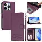Custodia per telefono in ecopelle con chiusura magnetica e cinturino da polso, con motivo a cuoricini felici., For iPhone 15 Pro, For iPhone 15 Plus