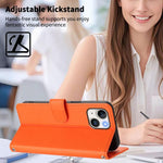 Custodia per telefono in ecopelle con chiusura magnetica e cinturino da polso, con motivo a cuoricini felici., For iPhone 15, For iPhone 14 Plus
