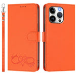 Custodia per telefono in ecopelle con chiusura magnetica e cinturino da polso, con motivo a cuoricini felici., For iPhone 13 Pro, For iPhone 12 / 12 Pro