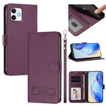 Custodia per telefono in ecopelle con chiusura magnetica e cinturino da polso, con motivo a cuoricini felici., For iPhone 13 Pro, For iPhone 12 / 12 Pro