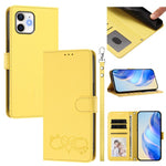 Custodia per telefono in ecopelle con chiusura magnetica e cinturino da polso, con motivo a cuoricini felici., For iPhone 11, For iPhone 11 Pro