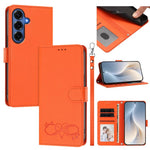 Custodia per telefono in ecopelle con chiusura magnetica e cinturino da polso, con motivo a cuoricini felici., For Galaxy S26 FE 5G, For Galaxy S26+ 5G