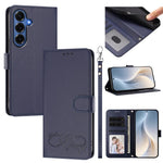Custodia per telefono in ecopelle con chiusura magnetica e cinturino da polso, con motivo a cuoricini felici., For Galaxy S26 FE 5G, For Galaxy S26+ 5G