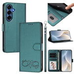 Custodia per telefono in ecopelle con chiusura magnetica e cinturino da polso, con motivo a cuoricini felici., For Galaxy S26 FE 5G, For Galaxy S26+ 5G