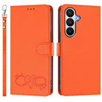 Custodia per telefono in ecopelle con chiusura magnetica e cinturino da polso, con motivo a cuoricini felici., For Galaxy S26 5G, For Galaxy S25 FE 5G