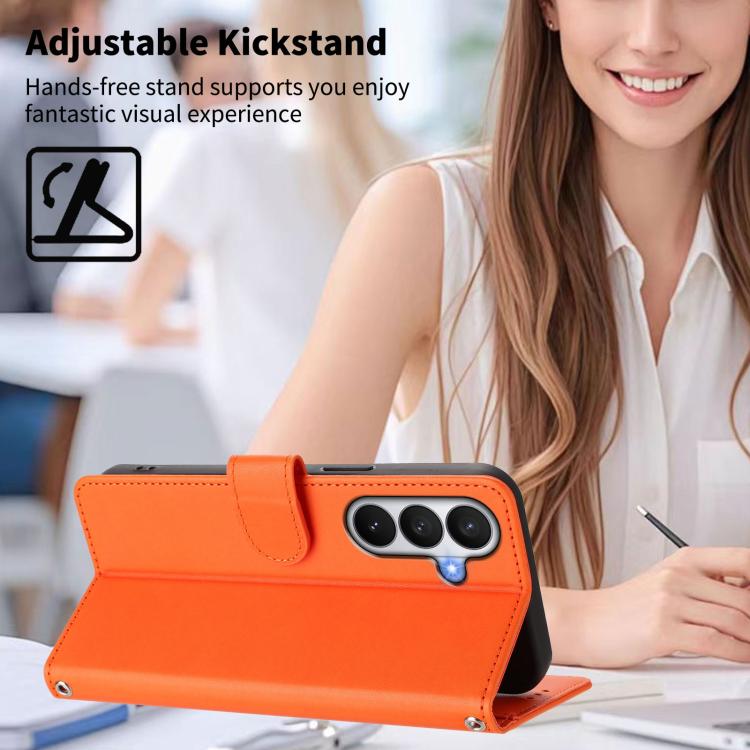 Custodia per telefono in ecopelle con chiusura magnetica e cinturino da polso, con motivo a cuoricini felici., For Galaxy S26 5G, For Galaxy S25 FE 5G