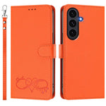 Custodia per telefono in ecopelle con chiusura magnetica e cinturino da polso, con motivo a cuoricini felici., For Galaxy S26 FE 5G, For Galaxy S26+ 5G