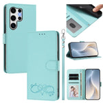 Custodia per telefono in ecopelle con chiusura magnetica e cinturino da polso, con motivo a cuoricini felici., For Galaxy S25+ / S24+ 5G, For Galaxy S25 Ultra 5G