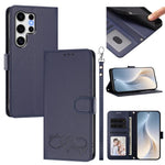 Custodia per telefono in ecopelle con chiusura magnetica e cinturino da polso, con motivo a cuoricini felici., For Galaxy S25+ / S24+ 5G, For Galaxy S25 Ultra 5G