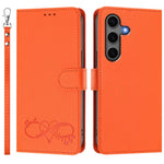 Custodia per telefono in ecopelle con chiusura magnetica e cinturino da polso, con motivo a cuoricini felici., For Galaxy S25+ / S24+ 5G, For Galaxy S25 Ultra 5G