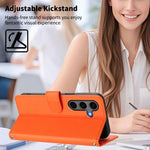 Custodia per telefono in ecopelle con chiusura magnetica e cinturino da polso, con motivo a cuoricini felici., For Galaxy S25+ / S24+ 5G, For Galaxy S25 Ultra 5G