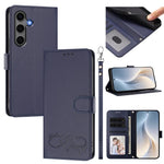 Custodia per telefono in ecopelle con chiusura magnetica e cinturino da polso, con motivo a cuoricini felici., For Galaxy S25+ / S24+ 5G, For Galaxy S25 Ultra 5G